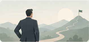 A business owner looking toward a clear destination